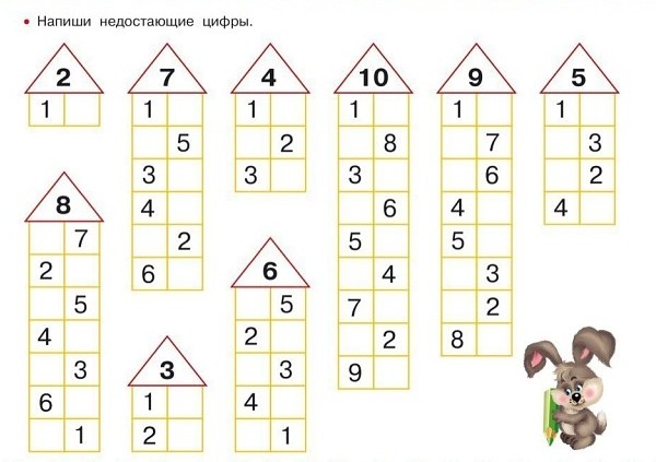 Задания с домиками на состав числа